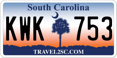 SC license plate KWK753