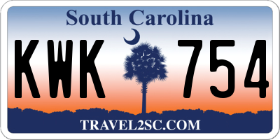 SC license plate KWK754