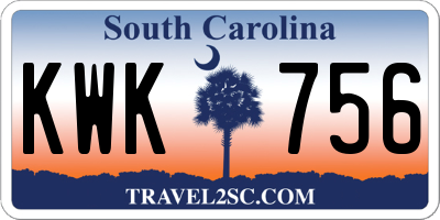 SC license plate KWK756
