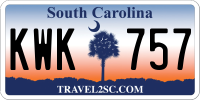 SC license plate KWK757