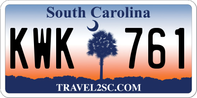 SC license plate KWK761