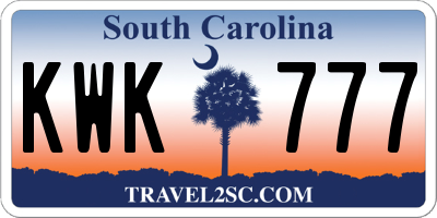 SC license plate KWK777