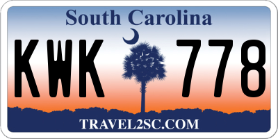 SC license plate KWK778