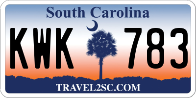 SC license plate KWK783