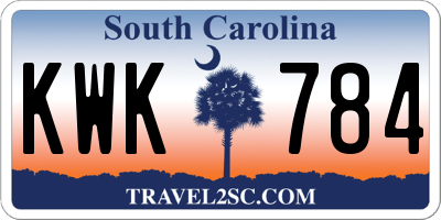 SC license plate KWK784