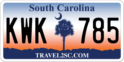 SC license plate KWK785