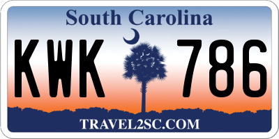 SC license plate KWK786