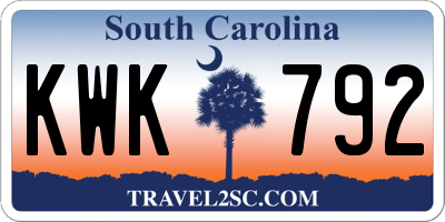 SC license plate KWK792