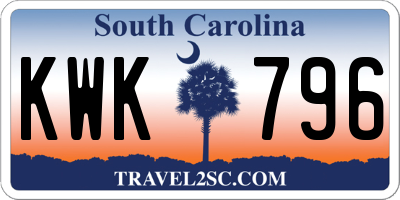 SC license plate KWK796