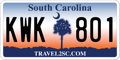 SC license plate KWK801