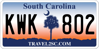 SC license plate KWK802