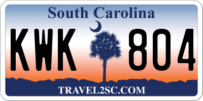 SC license plate KWK804