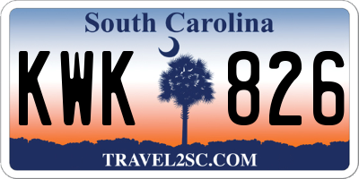 SC license plate KWK826
