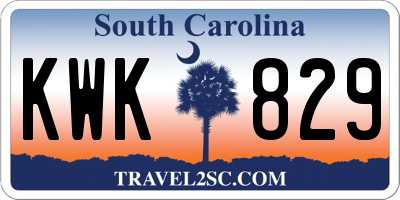 SC license plate KWK829