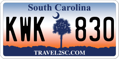 SC license plate KWK830