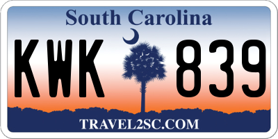 SC license plate KWK839
