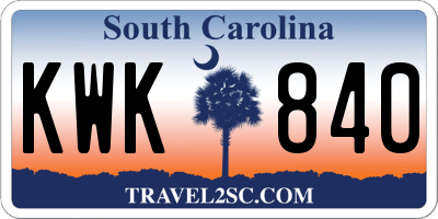 SC license plate KWK840