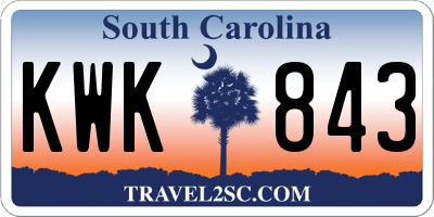 SC license plate KWK843