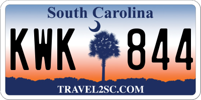 SC license plate KWK844