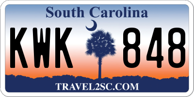 SC license plate KWK848