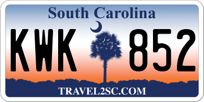 SC license plate KWK852