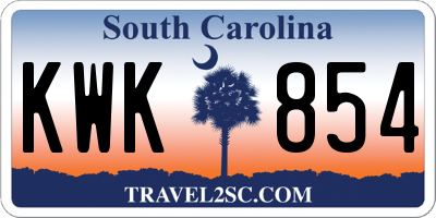 SC license plate KWK854