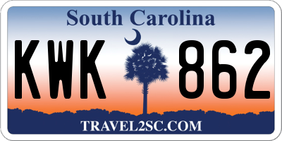 SC license plate KWK862