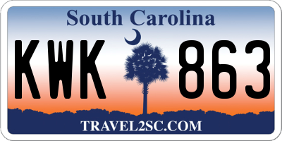 SC license plate KWK863