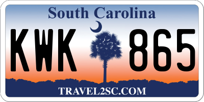 SC license plate KWK865