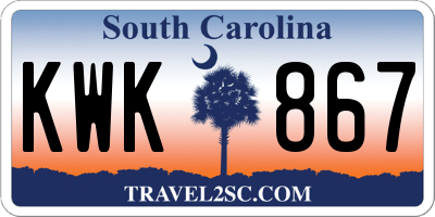 SC license plate KWK867
