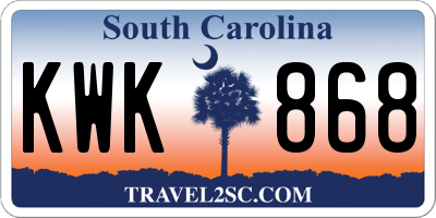 SC license plate KWK868