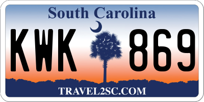 SC license plate KWK869