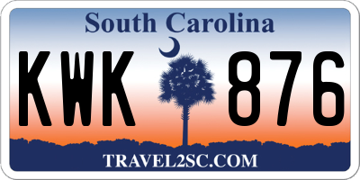 SC license plate KWK876