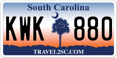 SC license plate KWK880