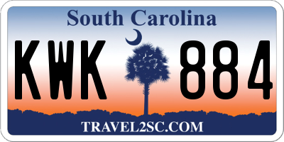 SC license plate KWK884
