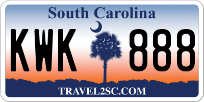 SC license plate KWK888