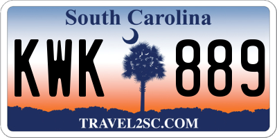 SC license plate KWK889