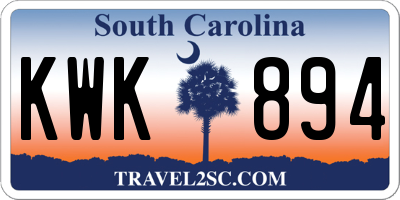SC license plate KWK894