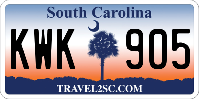 SC license plate KWK905