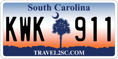 SC license plate KWK911
