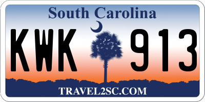 SC license plate KWK913