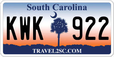 SC license plate KWK922