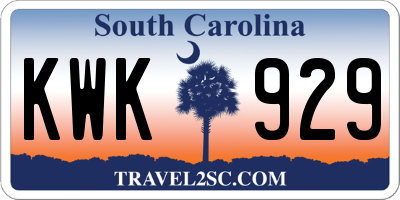 SC license plate KWK929