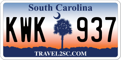 SC license plate KWK937