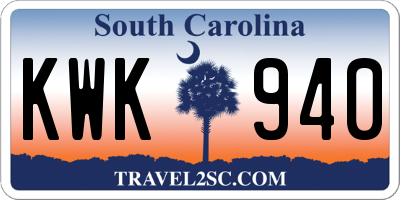 SC license plate KWK940