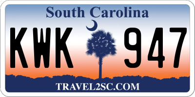SC license plate KWK947