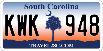 SC license plate KWK948
