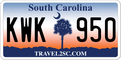 SC license plate KWK950