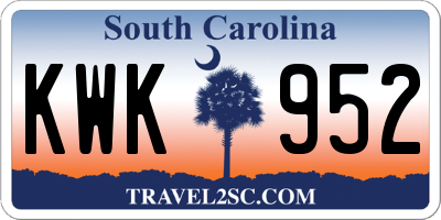 SC license plate KWK952