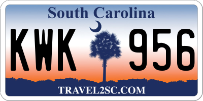 SC license plate KWK956